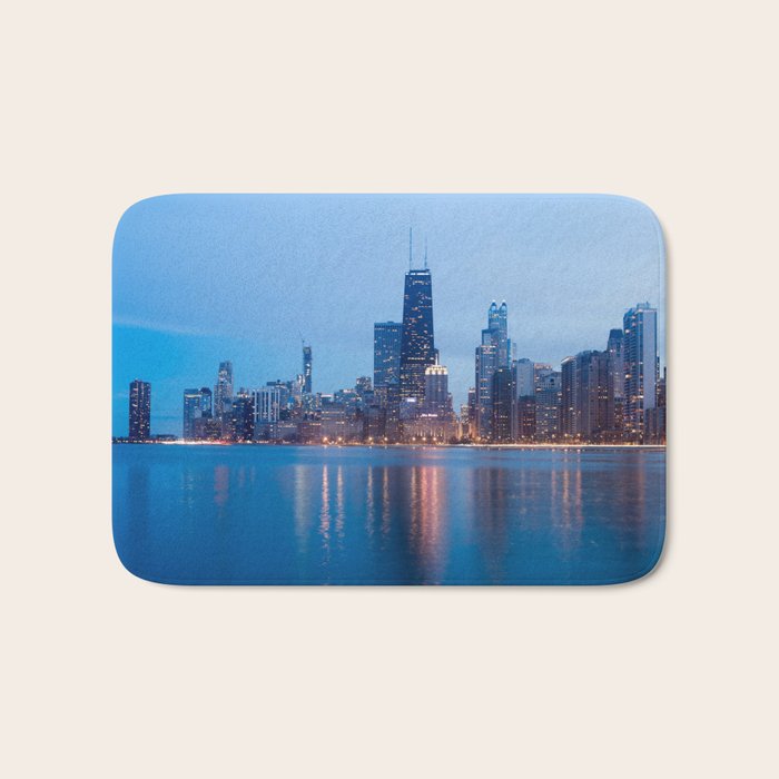 Chicago Lakefront Blue Hour Bath Mat Gallery Image 1