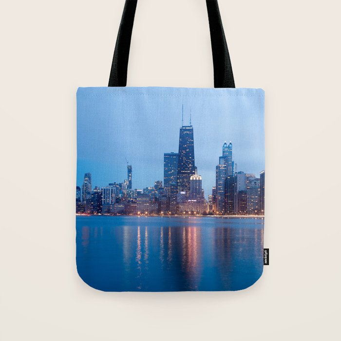Chicago Lakefront Blue Hour Tote Bag Gallery Image 1