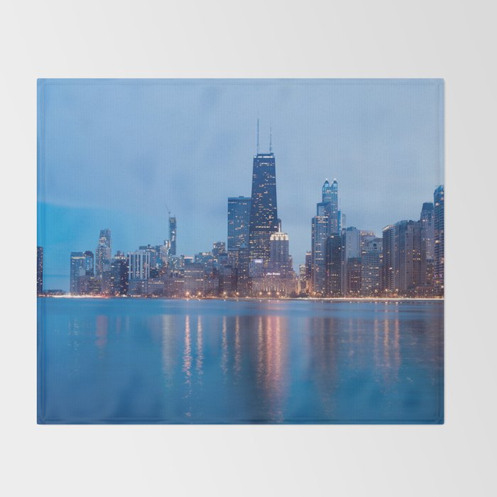Chicago Lakefront Blue Hour Throw Blanket Gallery Image 2