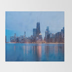 Chicago Lakefront Blue Hour Throw Blanket Gallery Image 2