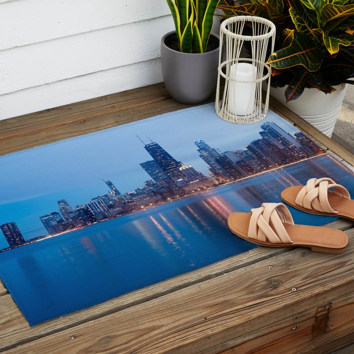 Chicago Lakefront Blue Hour Outdoor Rug Gallery Image 2