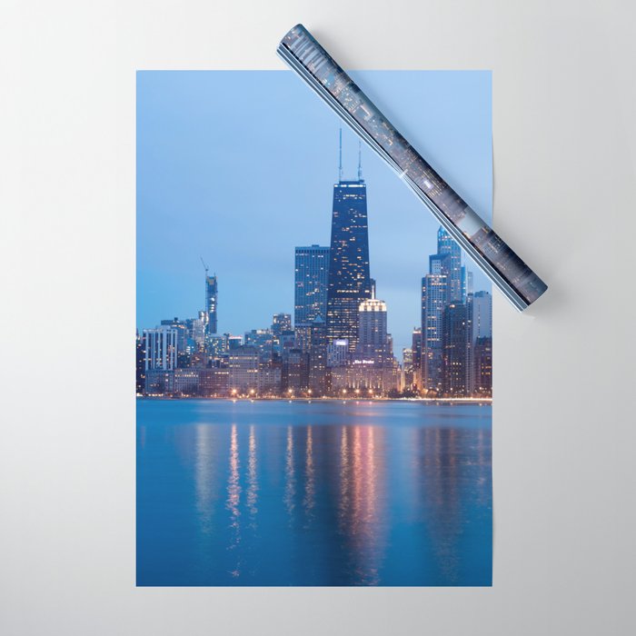 Chicago Lakefront Blue Hour Wrapping Paper Gallery Image 1