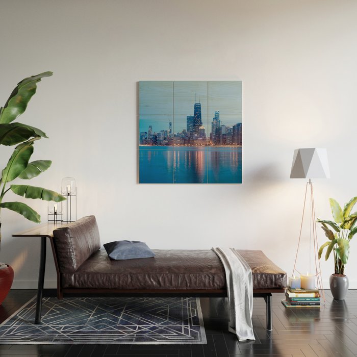 Chicago Lakefront Blue Hour Wood Wall Art Gallery Image 2