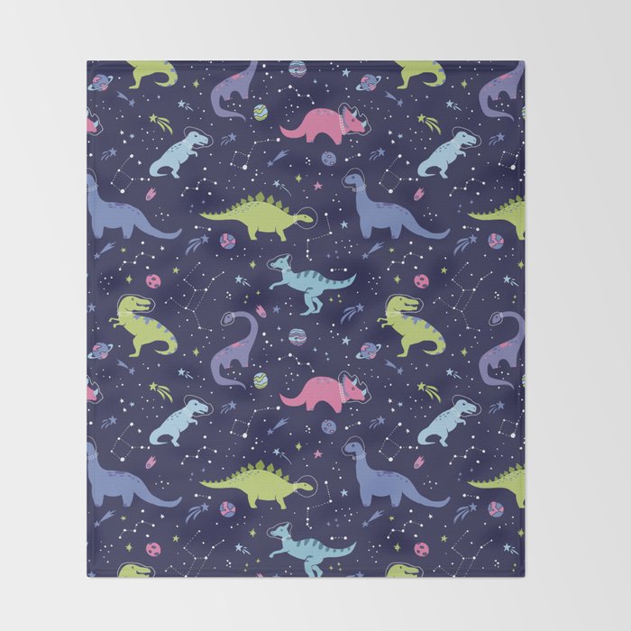 Dinosaurs in Space Throw Blanket Gallery Image 2