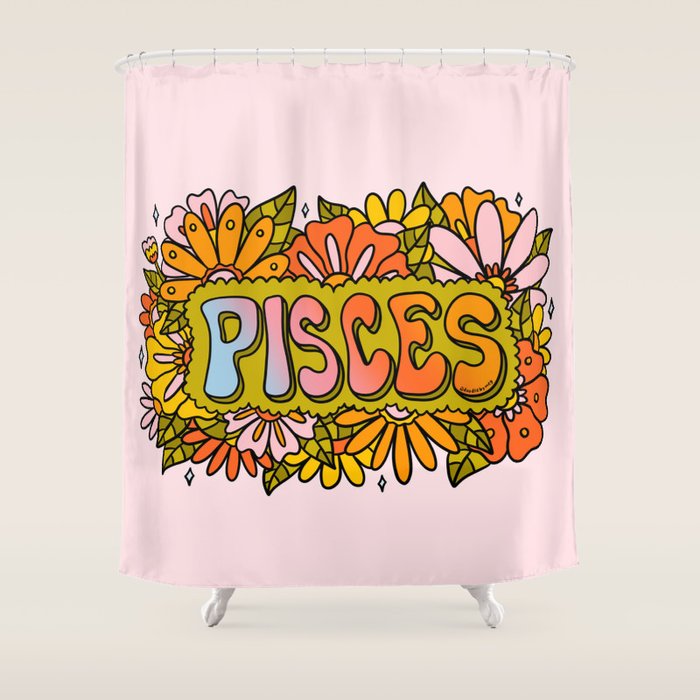 Pisces Flowers Shower Curtain Gallery Image 1