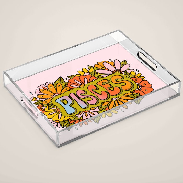 Pisces Flowers Acrylic Tray Gallery Image 1