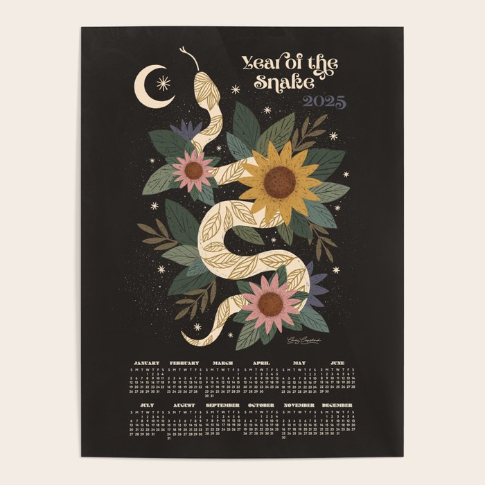 Year of the Snake - 2025 Calendar - Black Poster Gallery Image 4