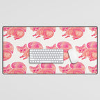 Watercolor Raccoon - Pink Palette Desk Mat Gallery Image 1
