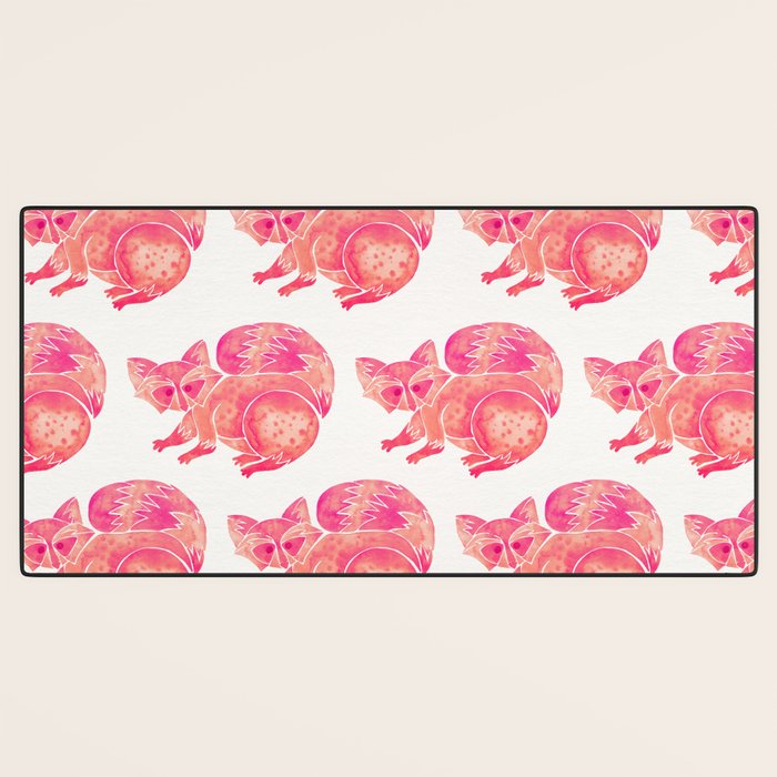 Watercolor Raccoon - Pink Palette Desk Mat Gallery Image 3