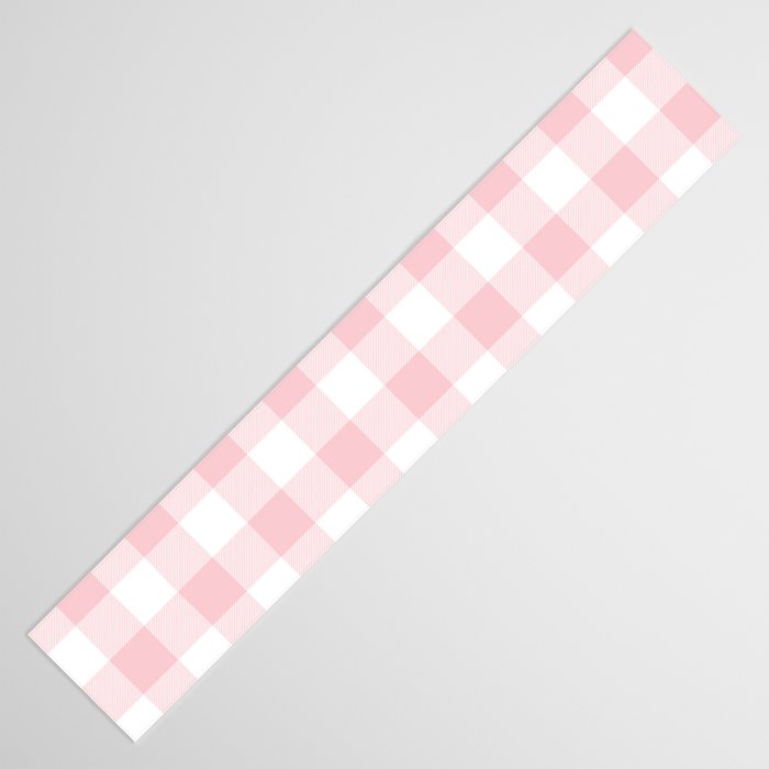 Large Valentine Soft Blush Pink and White Buffalo Check Plaid Table Runner Gallery Image 3