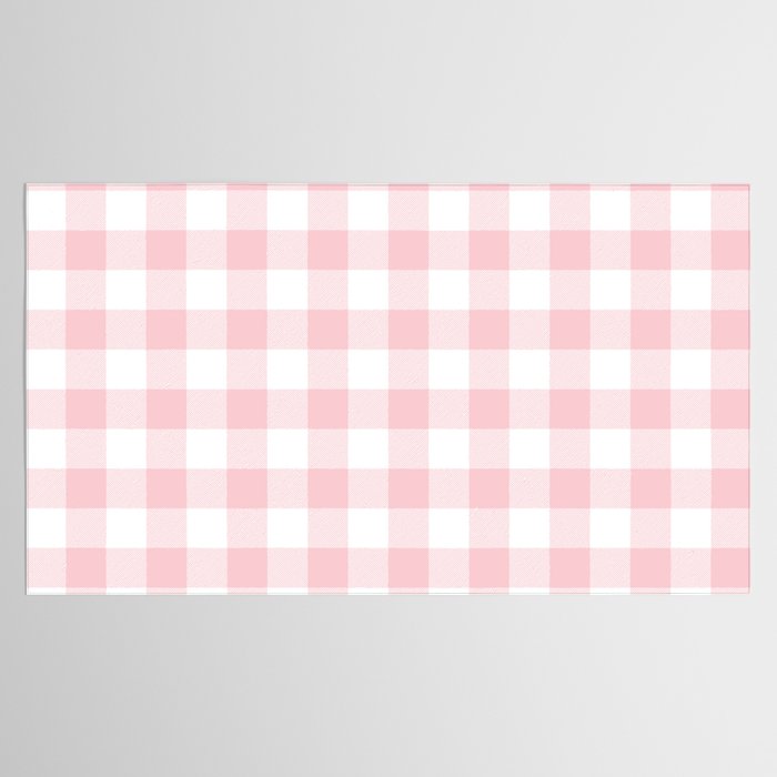 Large Valentine Soft Blush Pink and White Buffalo Check Plaid Tablecloth Gallery Image 2