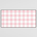 Large Valentine Soft Blush Pink and White Buffalo Check Plaid Desk Mat Gallery Image 3