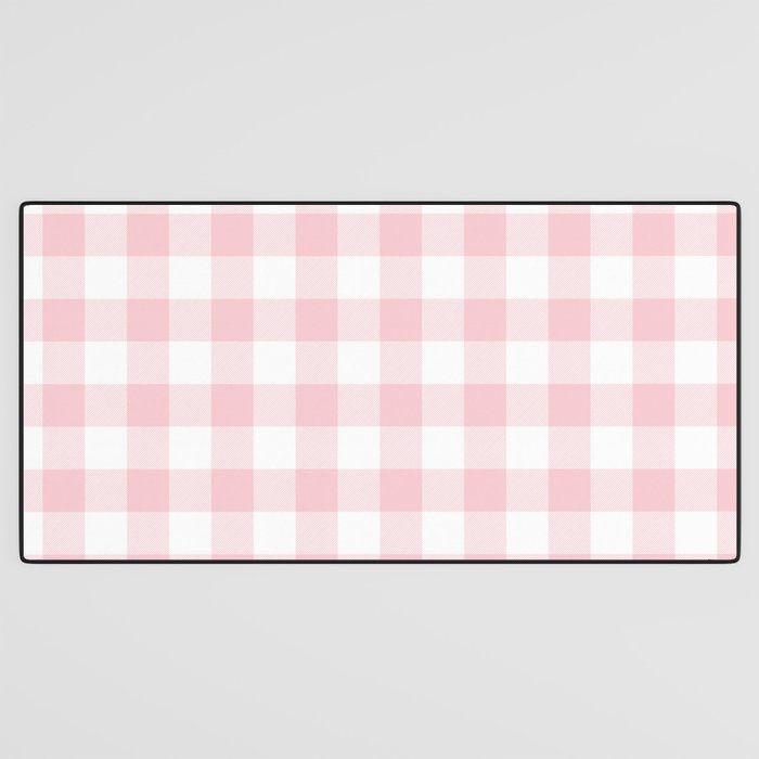 Large Valentine Soft Blush Pink and White Buffalo Check Plaid Desk Mat Gallery Image 3