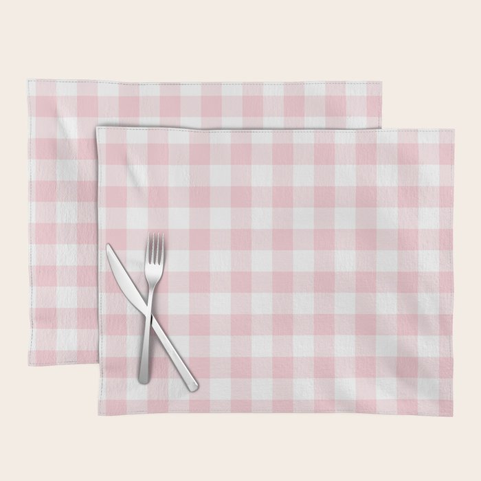 Large Valentine Soft Blush Pink and White Buffalo Check Plaid Placemat Gallery Image 1