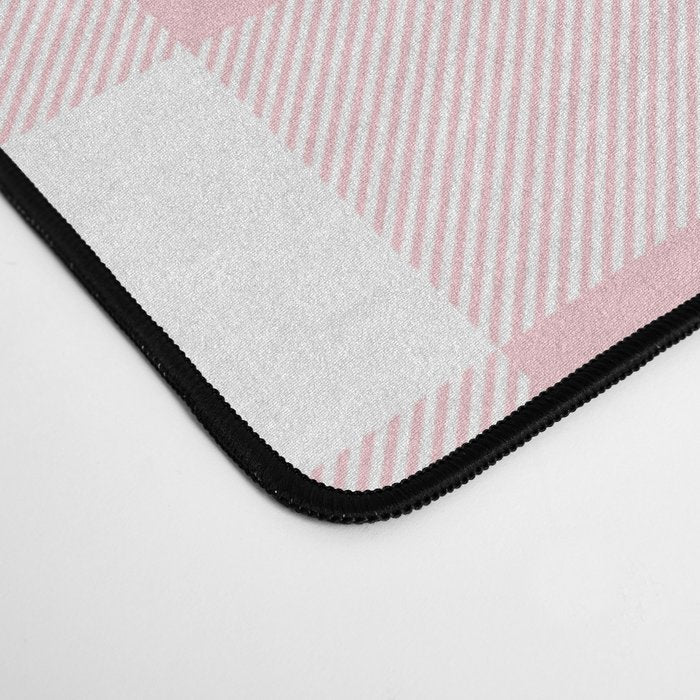 Large Valentine Soft Blush Pink and White Buffalo Check Plaid Desk Mat Gallery Image 4
