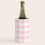 Large Valentine Soft Blush Pink and White Buffalo Check Plaid Wine Chiller Gallery Image 3