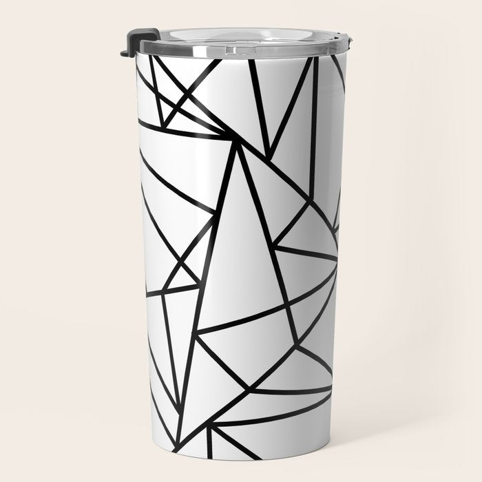 Black white modern abstract geometrical pattern Travel Mug Gallery Image 3