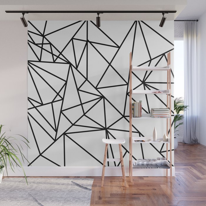 Black white modern abstract geometrical pattern Wall Mural Gallery Image 1