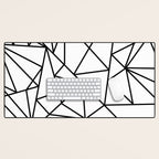 Black white modern abstract geometrical pattern Desk Mat Gallery Image 1