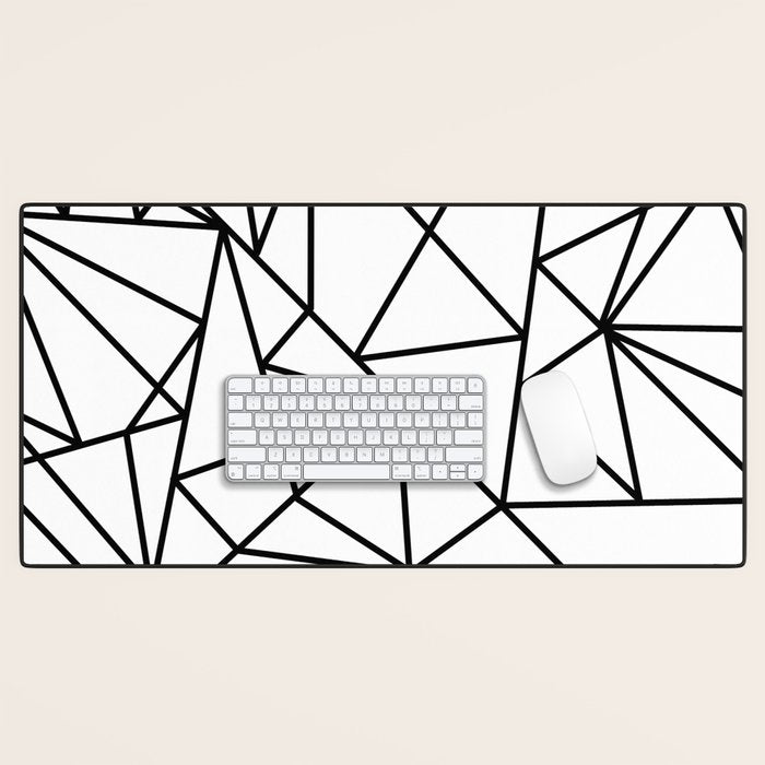 Black white modern abstract geometrical pattern Desk Mat Gallery Image 1
