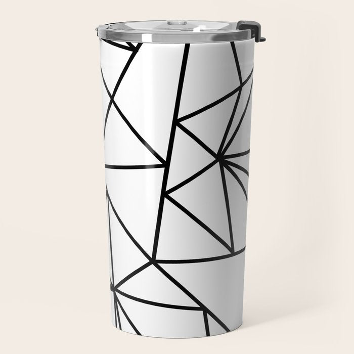 Black white modern abstract geometrical pattern Travel Mug Gallery Image 2