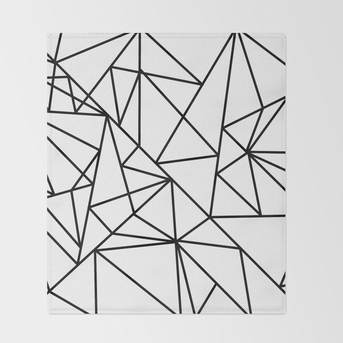 Black white modern abstract geometrical pattern Throw Blanket Gallery Image 2