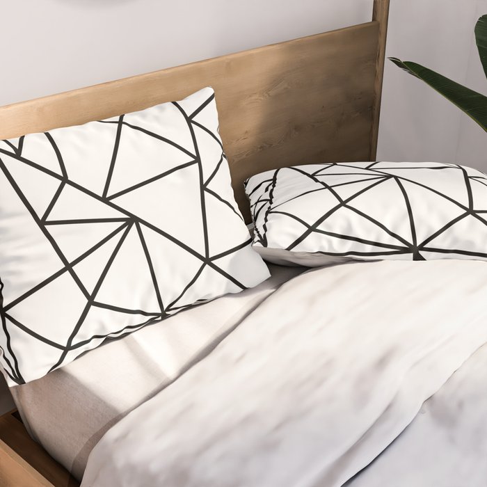 Black white modern abstract geometrical pattern Pillow Sham Gallery Image 2