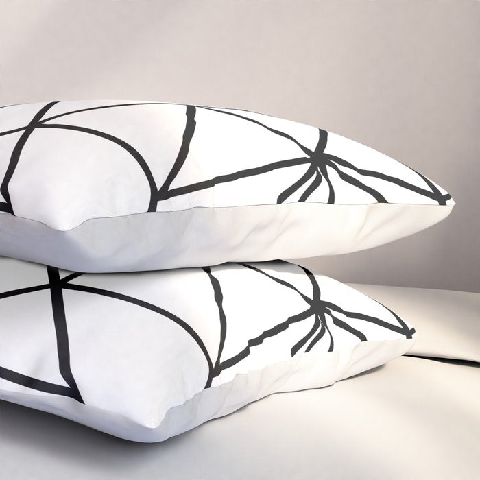 Black white modern abstract geometrical pattern Pillow Sham Gallery Image 3