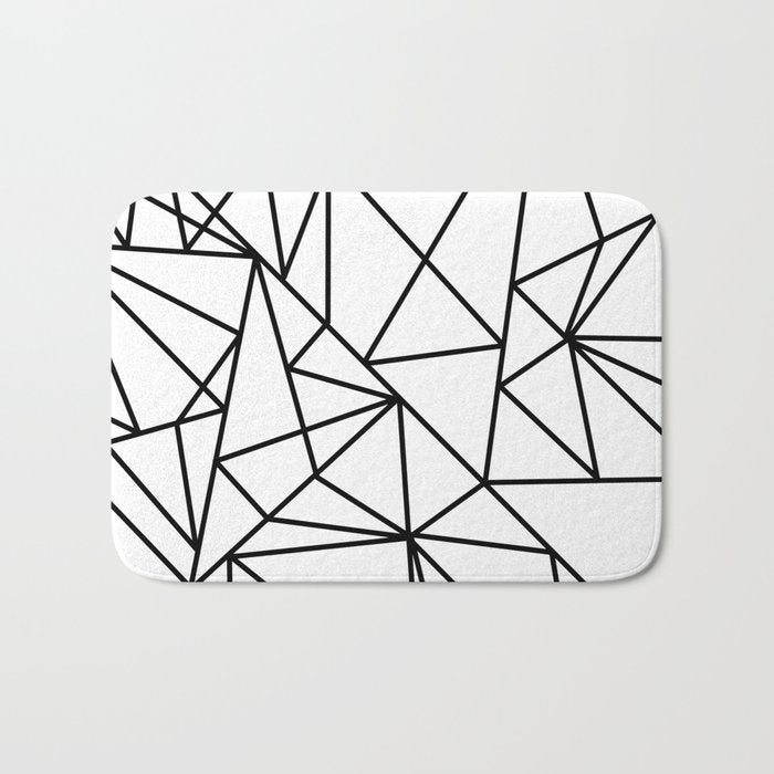 Black white modern abstract geometrical pattern Bath Mat Gallery Image 1