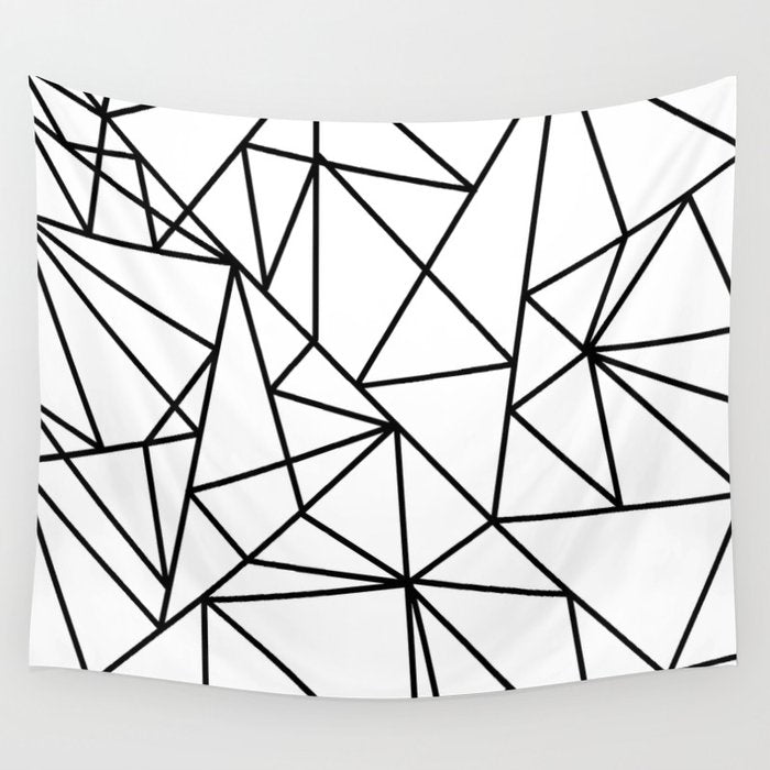 Black white modern abstract geometrical pattern Wall Tapestry Gallery Image 1