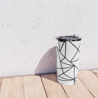 Black white modern abstract geometrical pattern Travel Mug Gallery Image 4