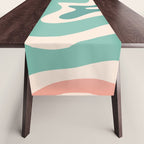 Retro Liquid Swirl Abstract Pattern Teal Blush Pink Mustard 4 Table Runner Gallery Image 1