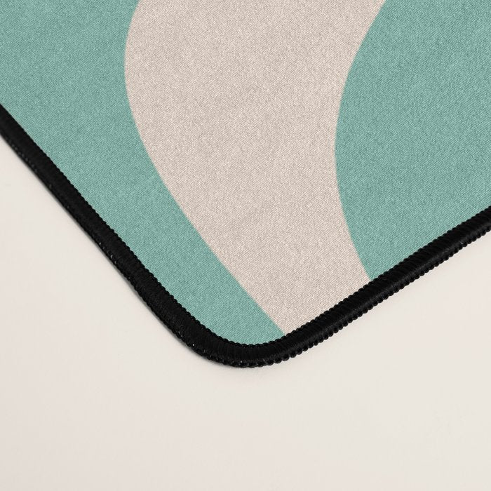 Retro Liquid Swirl Abstract Pattern Teal Blush Pink Mustard 4 Desk Mat Gallery Image 4