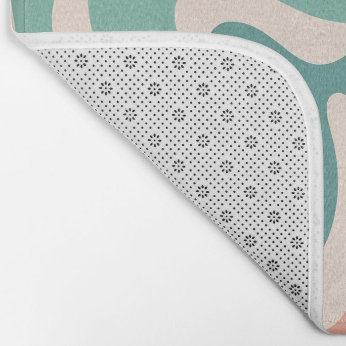 Retro Liquid Swirl Abstract Pattern Teal Blush Pink Mustard 4 Bath Mat Gallery Image 2