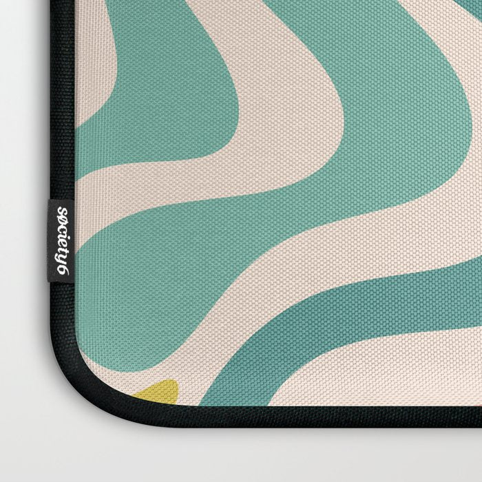 Retro Liquid Swirl Abstract Pattern Teal Blush Pink Mustard 4 Laptop Sleeve Gallery Image 3