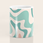 Retro Liquid Swirl Abstract Pattern Teal Blush Pink Mustard 4 Coffee Mug Gallery Image 4