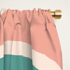 Retro Liquid Swirl Abstract Pattern Teal Blush Pink Mustard 4 Window Curtain Gallery Image 2