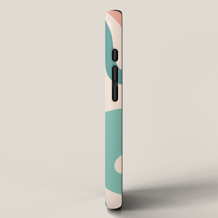 Retro Liquid Swirl Abstract Pattern Teal Blush Pink Mustard 4 iPhone Case Gallery Image 2