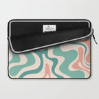 Retro Liquid Swirl Abstract Pattern Teal Blush Pink Mustard 4 Laptop Sleeve Gallery Image 2