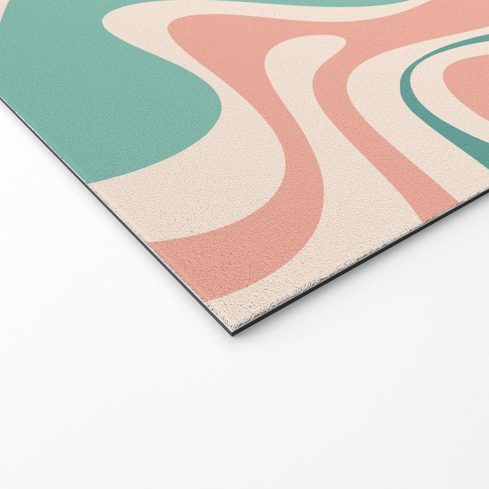 Retro Liquid Swirl Abstract Pattern Teal Blush Pink Mustard 4 Welcome Mat Gallery Image 2