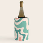 Retro Liquid Swirl Abstract Pattern Teal Blush Pink Mustard 4 Wine Chiller Gallery Image 1