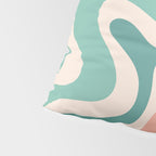Retro Liquid Swirl Abstract Pattern Teal Blush Pink Mustard 4 Pillow Sham Gallery Image 4