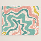 Retro Liquid Swirl Abstract Pattern Teal Blush Pink Mustard 4 Jigsaw Puzzle Gallery Image 1
