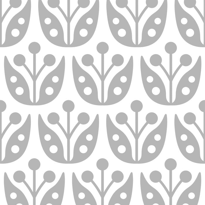Mid Century Flower Pattern Gray Coffee Mug Gallery Image 2