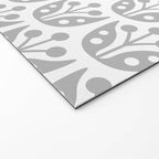 Mid Century Flower Pattern Gray Welcome Mat Gallery Image 2