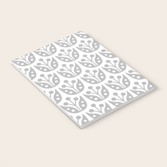 Mid Century Flower Pattern Gray Notebook Gallery Image 3