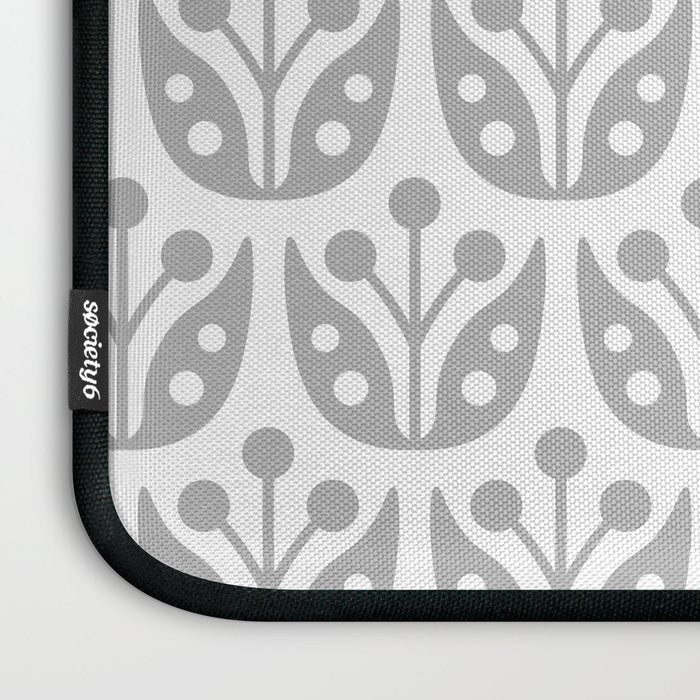 Mid Century Flower Pattern Gray Laptop Sleeve Gallery Image 3