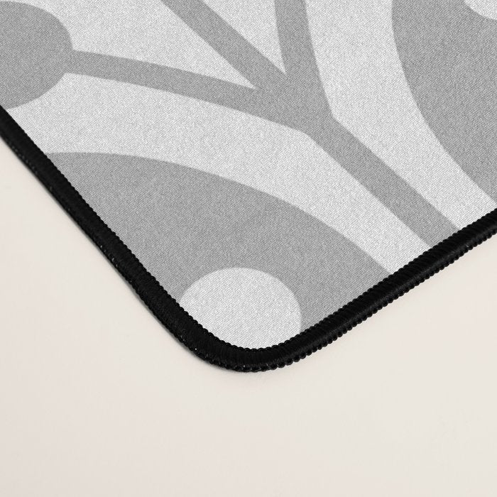Mid Century Flower Pattern Gray Desk Mat Gallery Image 4