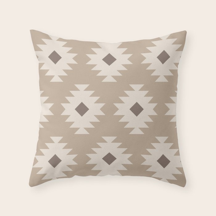 Southwestern Pattern 525 Beige Throw Pillow Gallery Image 1