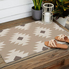 Southwestern Pattern 525 Beige Outdoor Rug Gallery Image 2